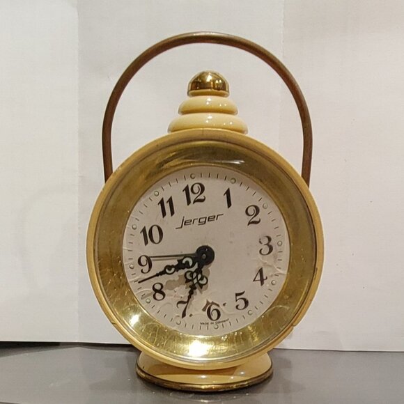 Vintage Jerger Alarm Clock Mechanical Yellow Like Lantern Rare - Picture 1 of 10